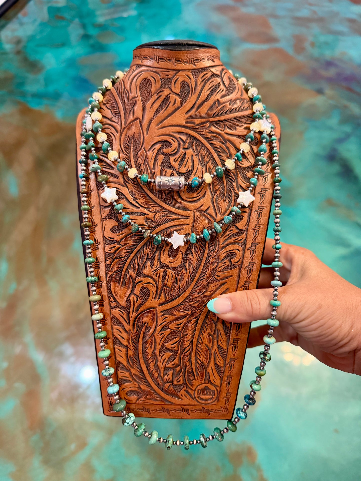 JACI Stack – Genuine Turquoise, Yellow Glass & Freshwater Pearls
