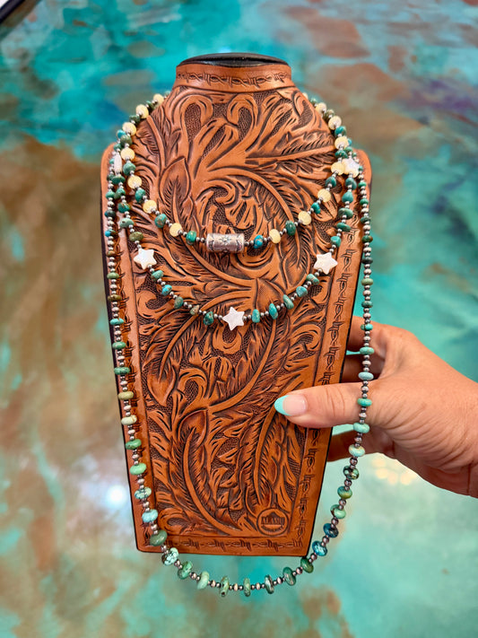 JACI Stack – Genuine Turquoise, Yellow Glass & Freshwater Pearls
