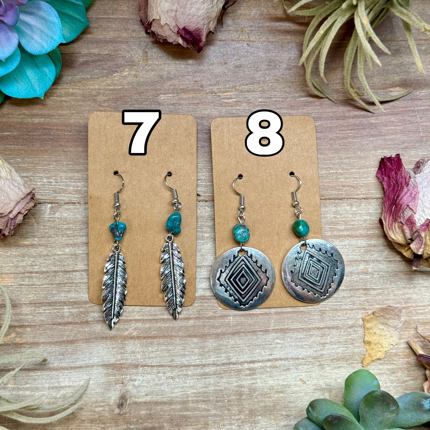 Mix earrings - real turquoise - not sterling
