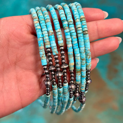 Best Seller Sterling Silver Pearls choker and variscite turquoise