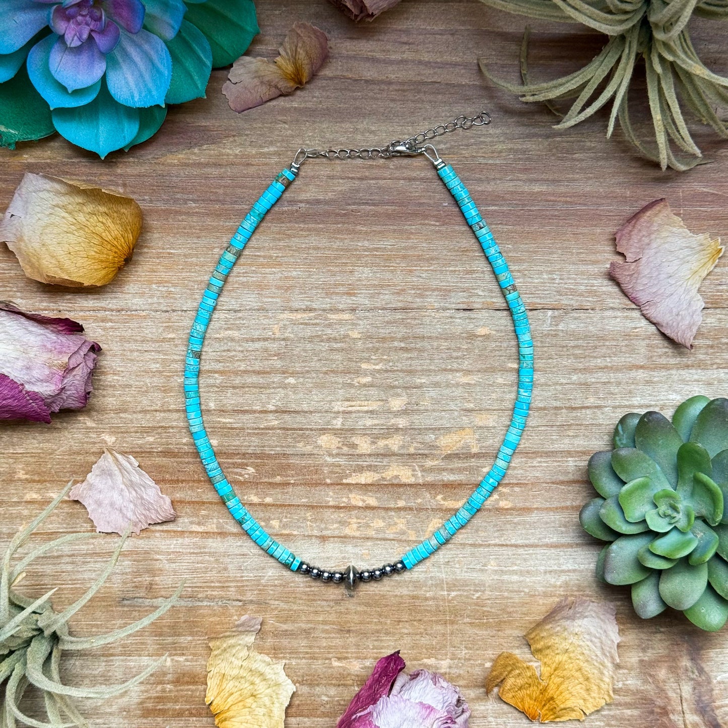 Best Seller Sterling Silver Pearls choker and variscite turquoise