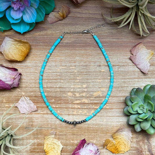 Best Seller Sterling Silver Pearls choker and variscite turquoise