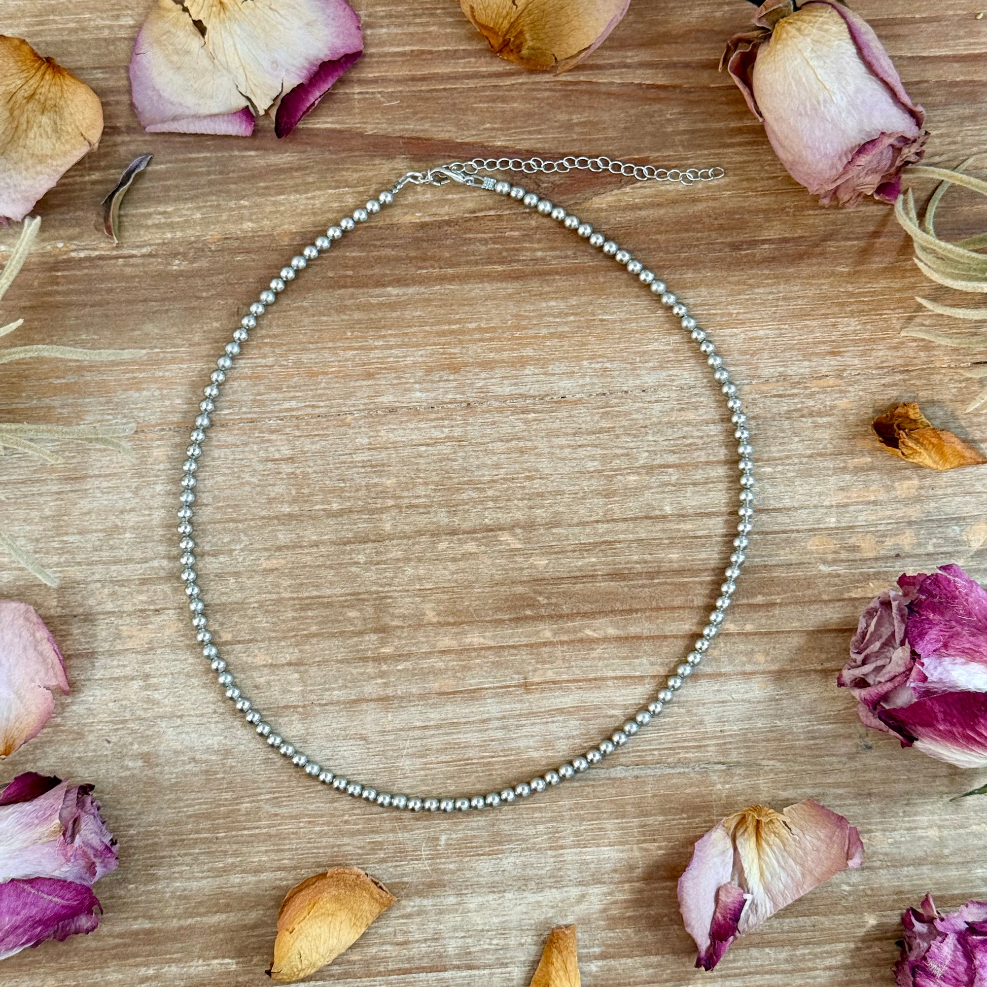 Silver plated bead necklace handmade by The Bijoux FAB
