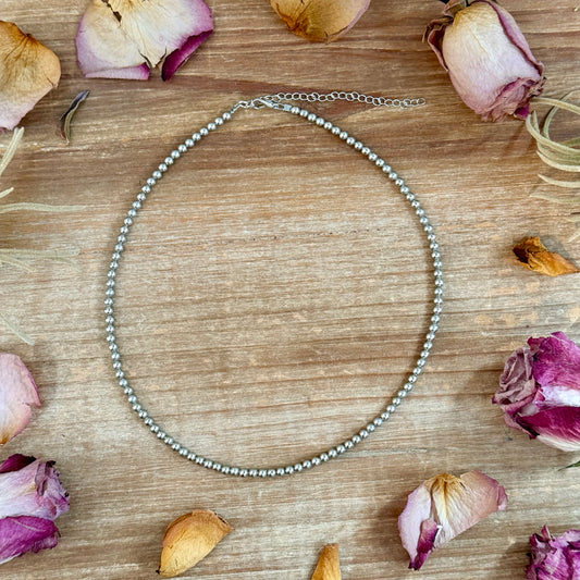 Silver plated bead necklace handmade by The Bijoux FAB
