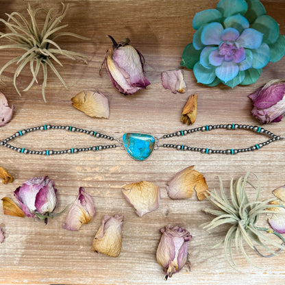 Sterling Silver & Turquoise Choker – 13” + Extender – Handmade In-House by The Bijoux FAB