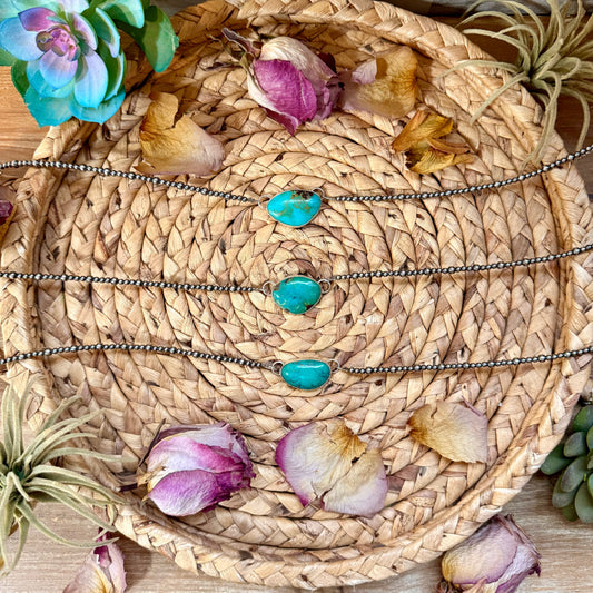 13-inch sterling silver and turquoise choker with extender, handmade in-house by The Bijoux FAB, USA made, multiple styles available