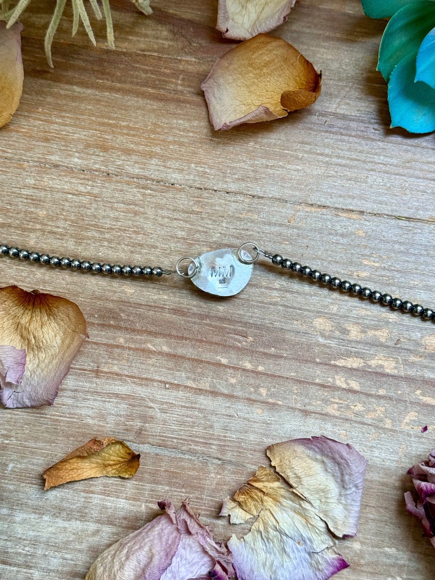 Sterling Silver & Turquoise Choker – 13” + Extender – 4 mm Pearls – Handmade In-House