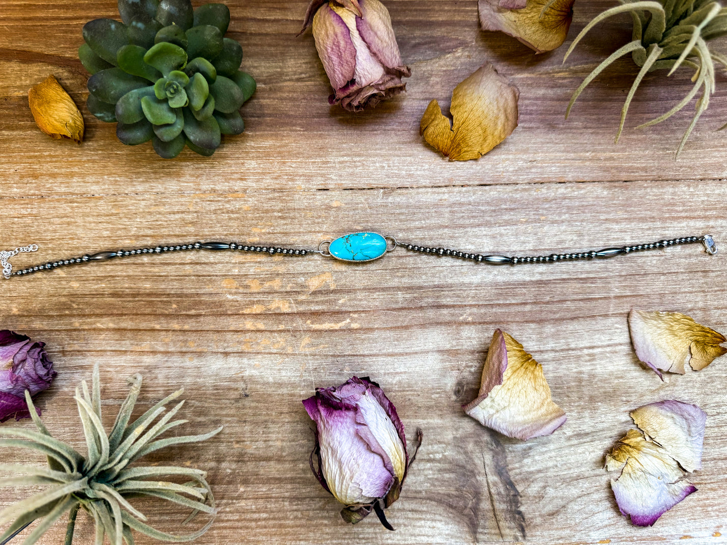 Sterling Silver & Turquoise Choker – 13” + Extender – In-House Silversmithing – Real Turquoise & Spiny Oyster Options