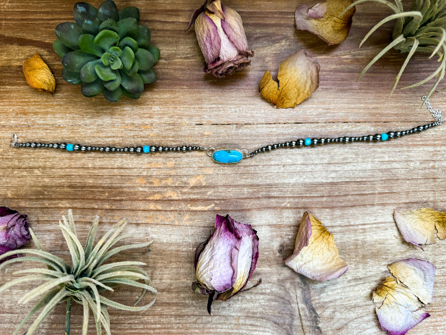 Sterling Silver & Turquoise Choker – 13” + Extender – In-House Silversmithing – Real Turquoise & Spiny Oyster Options