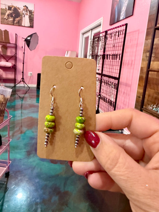 Green Jasper Variscite & Sterling Silver Earrings