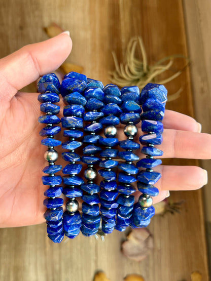 Faceted Lapis & Hematite Necklace – 21.5"