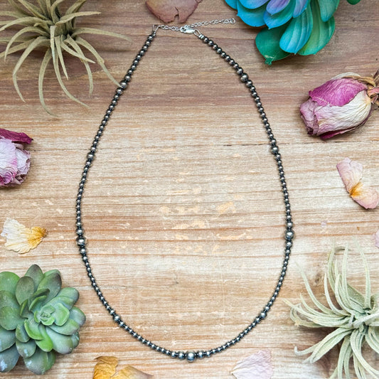 22 inch Sterling Silver Pearls graduated necklace