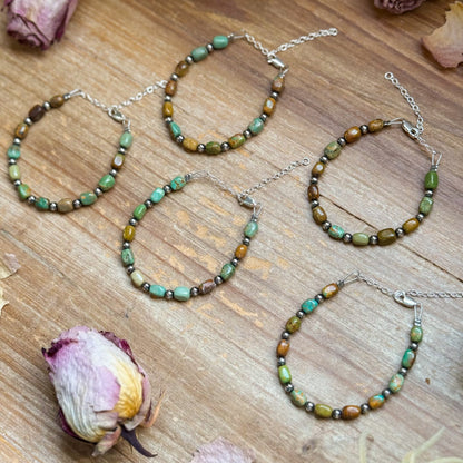 Polish turquoise and Sterling Silver Pearls Bracelet