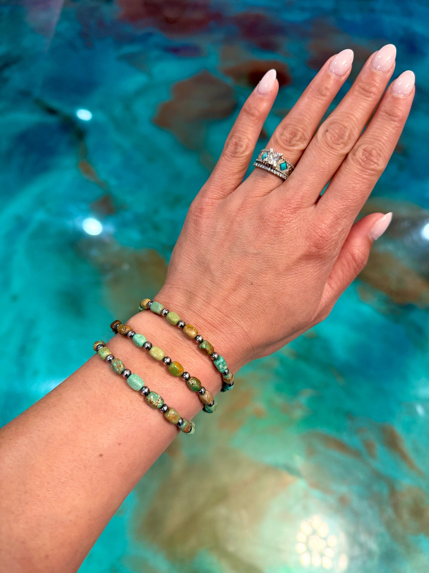 Polish turquoise and Sterling Silver Pearls Bracelet