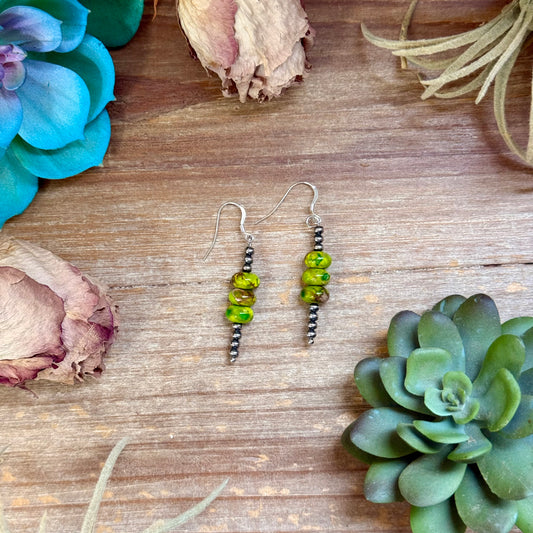 Green Jasper Variscite & Sterling Silver Earrings