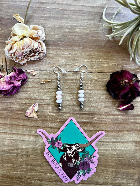 Pink Morganite and Sterling Silver Pearls dangle earrings
