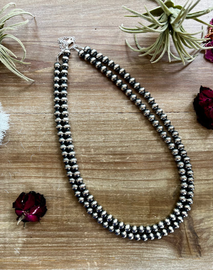 20 inch 8 mm Sterling Silver Pearls necklace