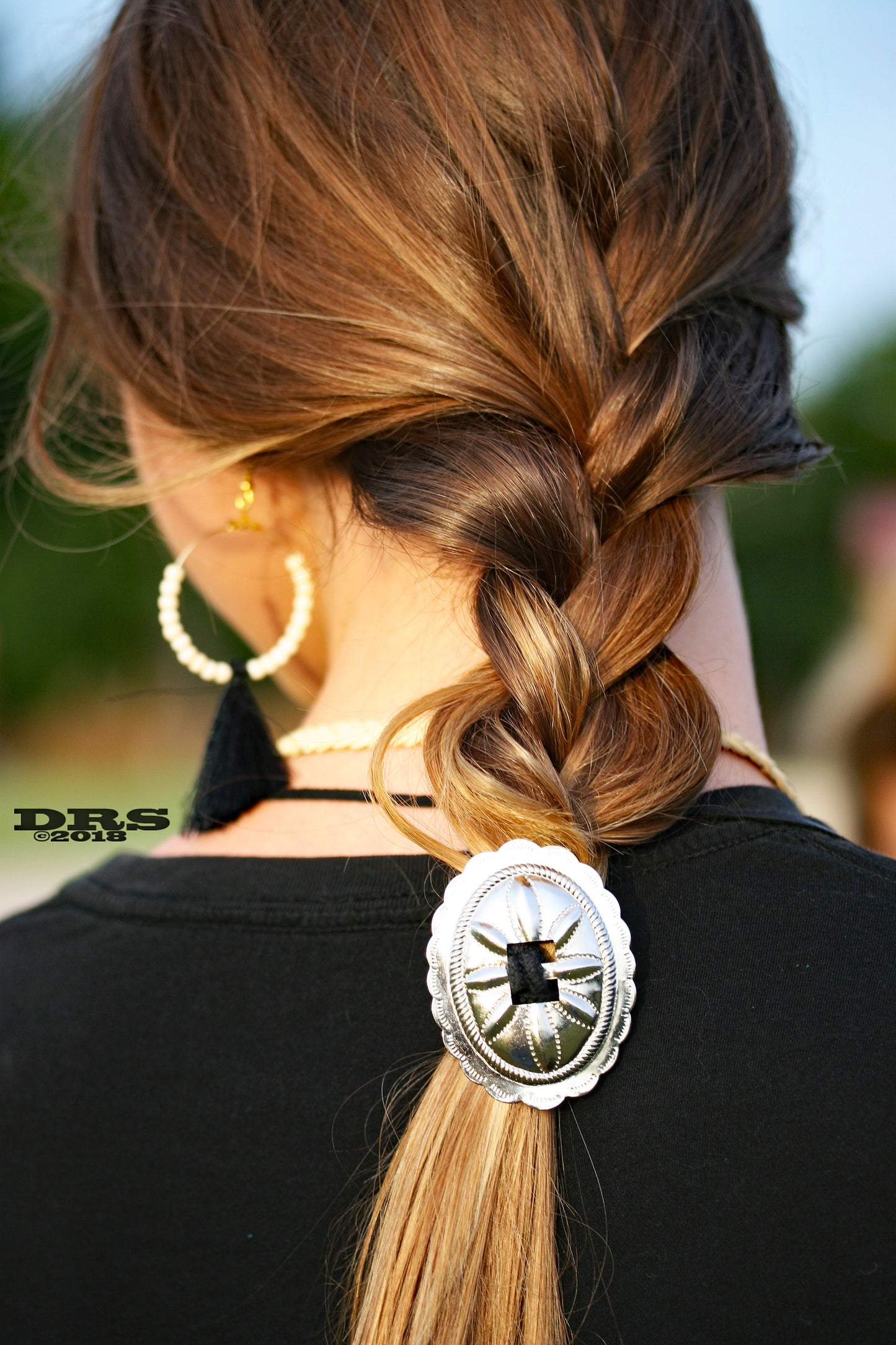 Western concho hair tie with durable elastic handmade by The Bijoux FAB
