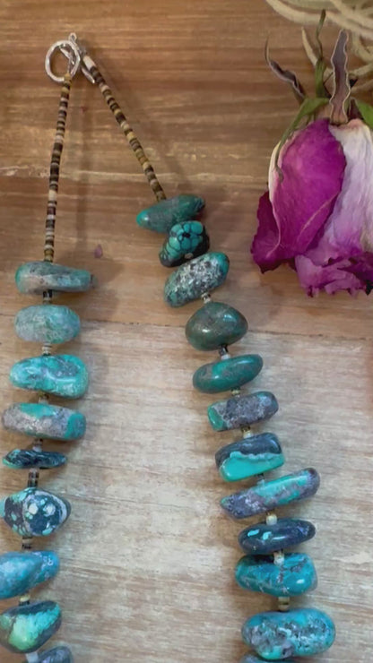 Turquoise Nugget & Shell Necklace – 18.5"