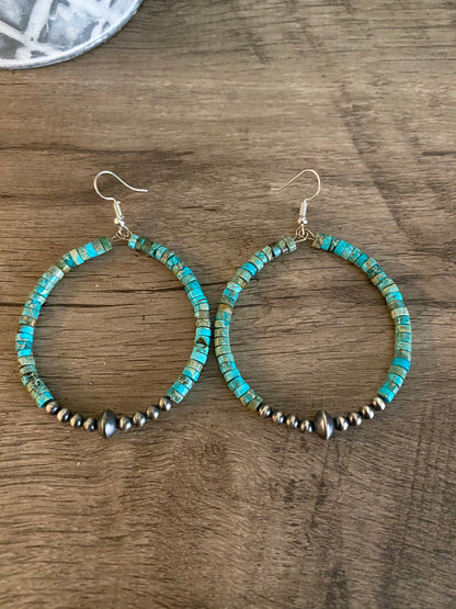 Hoop Earrings with real Navajo Pearl