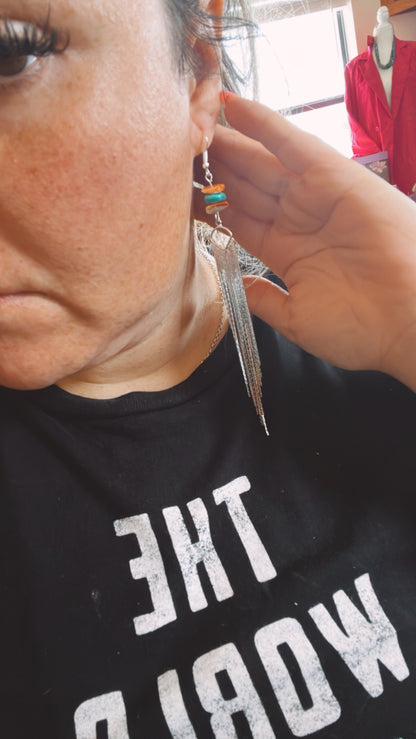 Fall earrings chic dangle - real turquoise