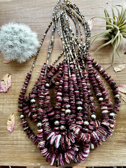 22 inch graduated purple spiny oyster with Navajo pearl