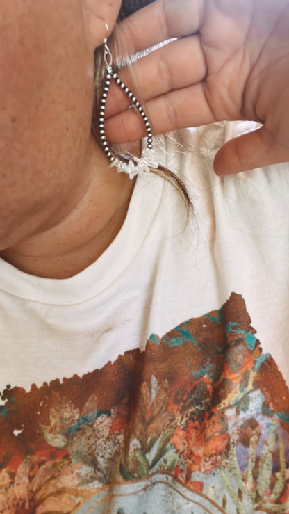 Fresh water pearl earrings with Navajos