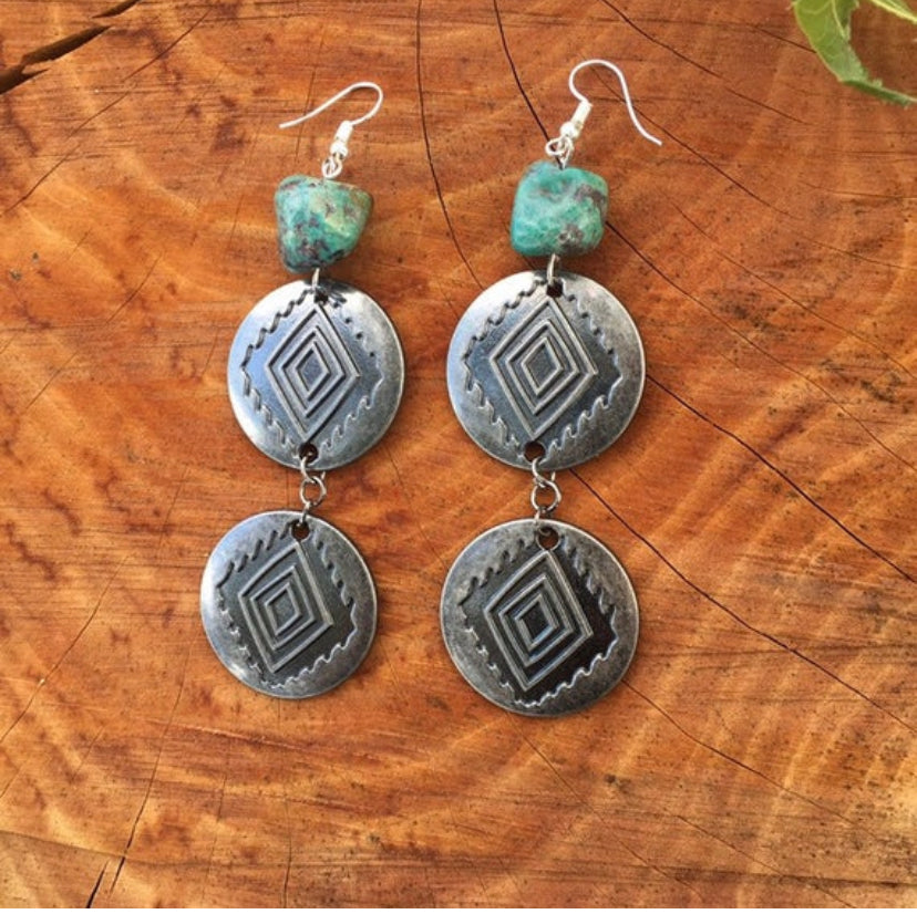 Conchos earrings and turquoise