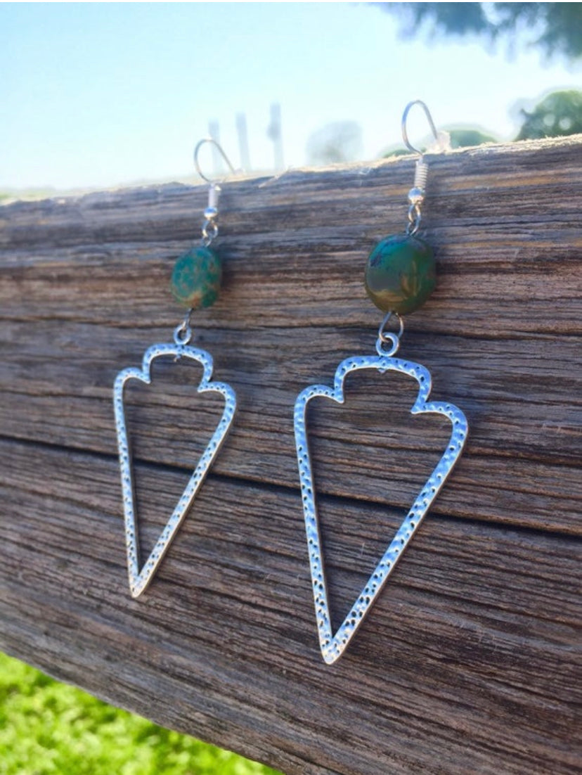 Real turquoise - arrow earrings dangle