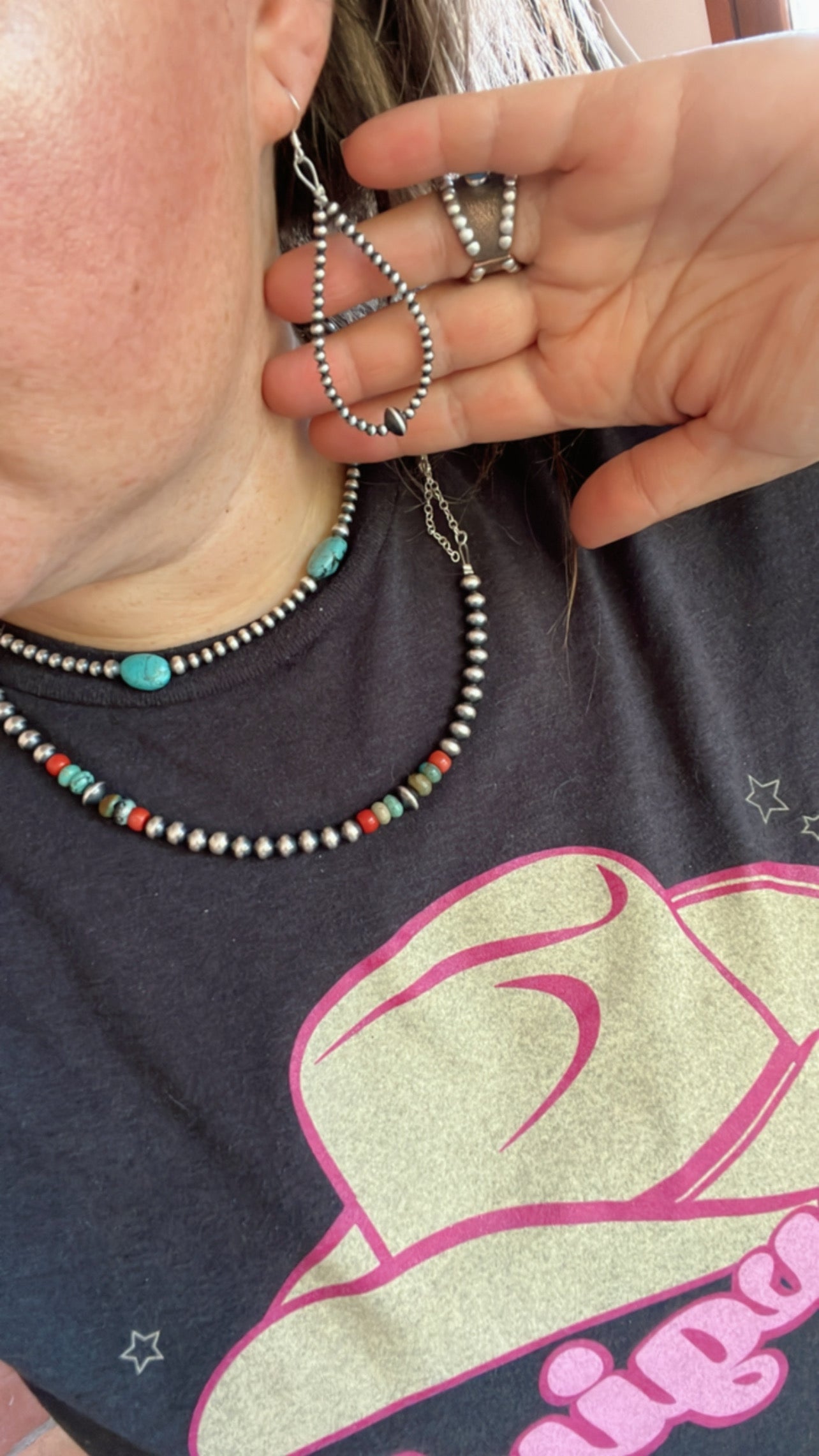 Smaller Navajo earrings teardrop - Navajos beads jewelry