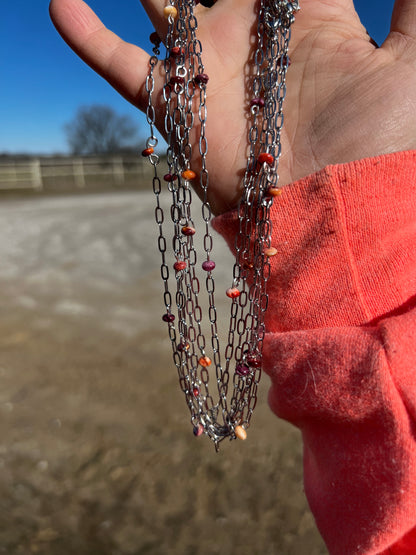 Mix purple and orange spiny chain choker spring
