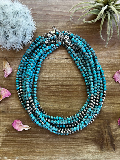 5 mm Navajo and turquoise nugget choker