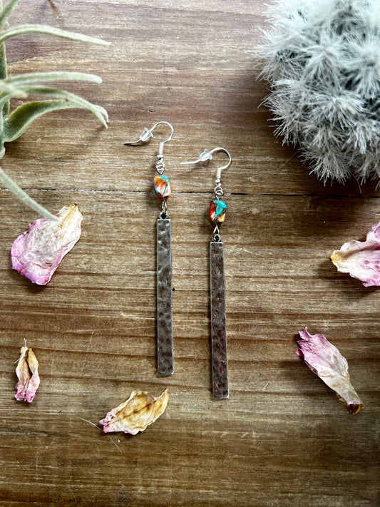 Spiny and turquoise dangle earrings