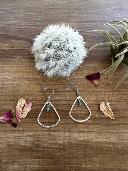 Turquoise earrings triangle dangle - spring