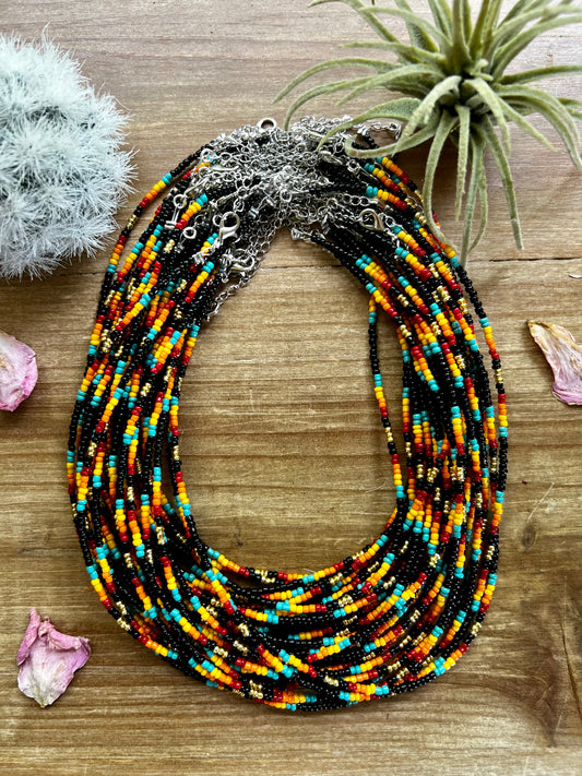 seed beads Black sarape choker