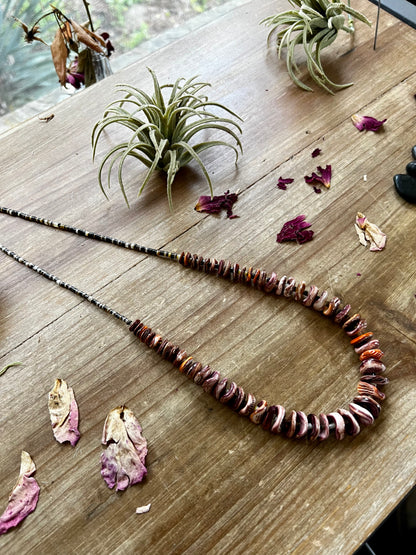 Polish purple spiny oyster necklace