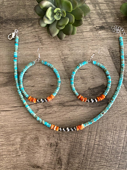 Vibrant - hoop earrings with Navajo and Spiny