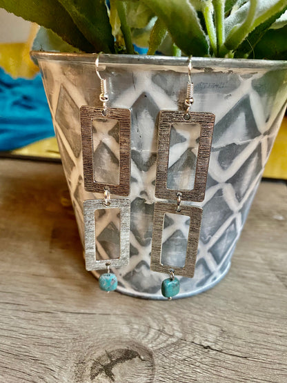 Rectangle dangle earrings turquoise