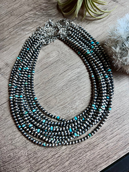 4 mm Navajo and turquoise choker