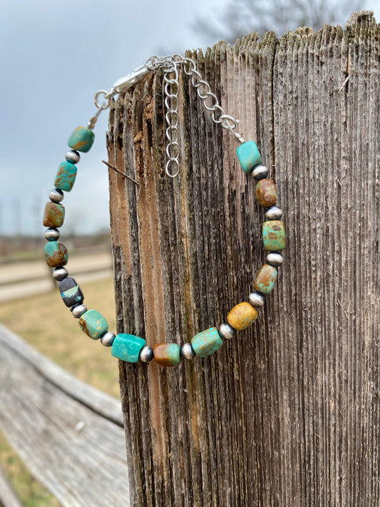 Polish turquoise and Navajo Bracelet - spring