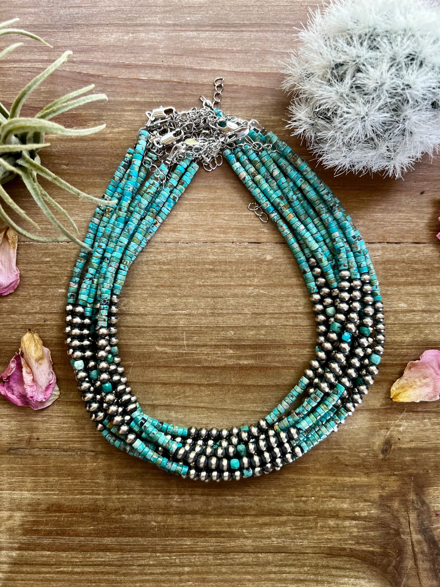 5 mm Navajo choker with real turquoise