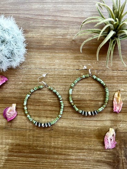 Greener heishi hoop earrings and Navajos