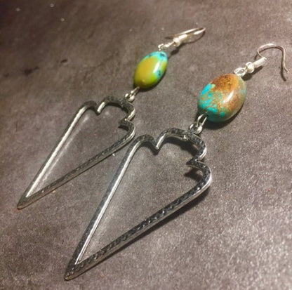 Real turquoise - arrow earrings dangle